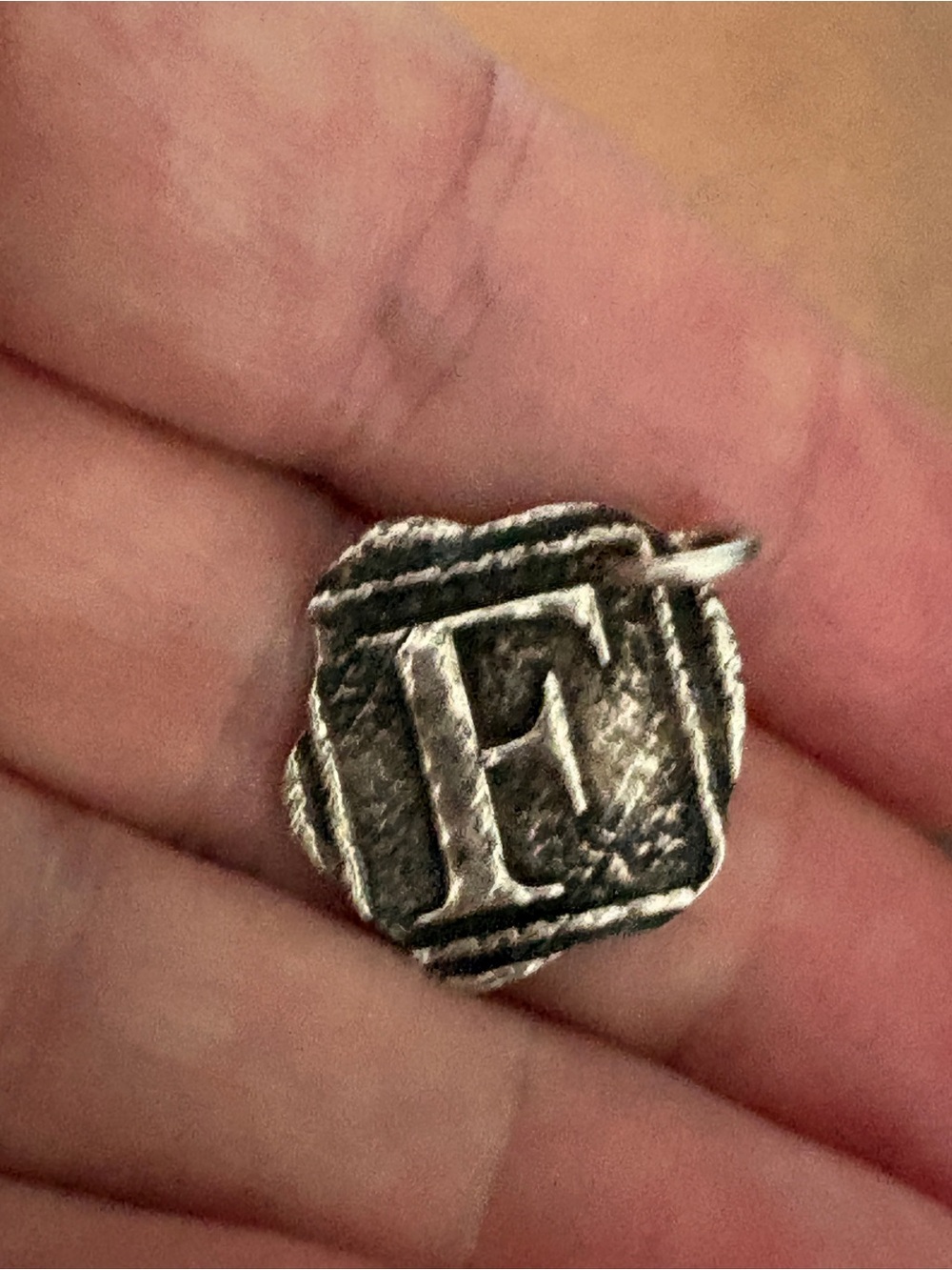 Waxing Poetic Square Insignia Initial F Letter Pendant Charm Sterling Silver